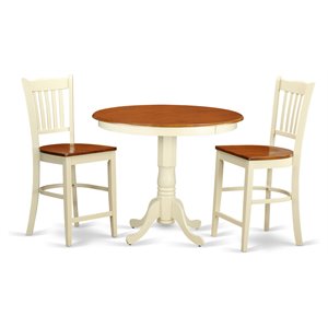 East West Furniture Jackson 3-piece Wood Dining Set in Buttermilk and Cherry
