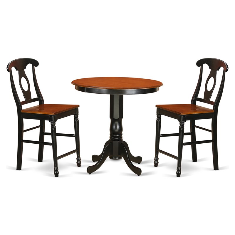 East West Furniture Jackson 3-piece Dining Set with Stools in Black and Cherry