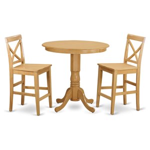East West Furniture Jackson 3-piece Wood Dining Set with Bar Stools in Oak