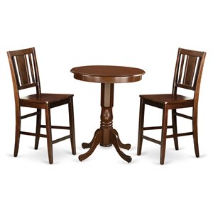 East West Furniture Eden 3-piece Traditional Wood Dining Room Set in Mahogany