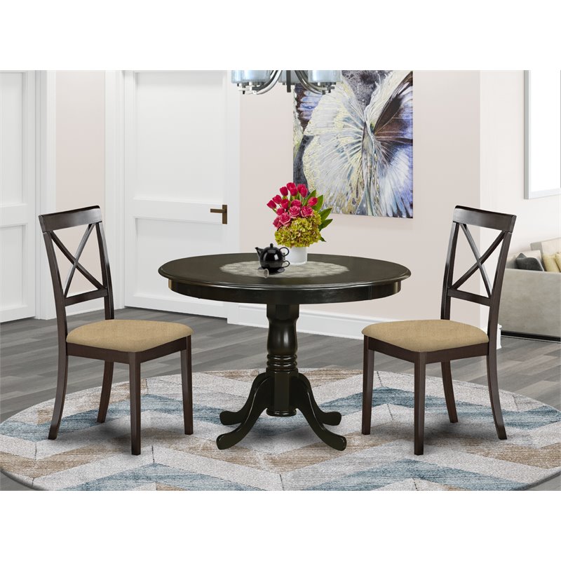 East West Furniture Hartland 3-piece Wood Kitchen Set in Cappuccino