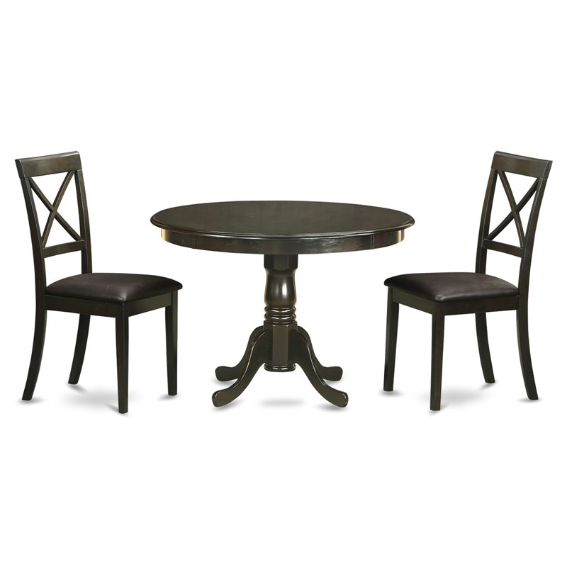East West Furniture Hartland 3-piece Wood Kitchen Table Set in Cappuccino