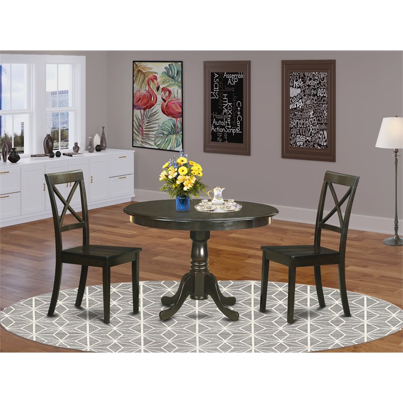 East West Furniture Hartland 3-piece Dining Table and Chair Set in Cappuccino