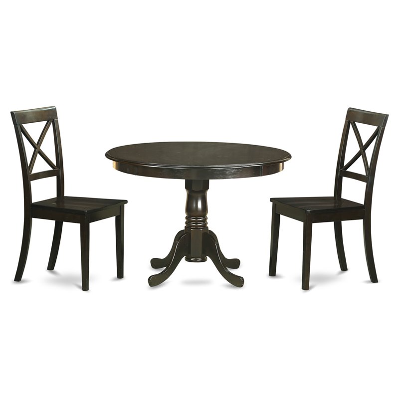 East West Furniture Hartland 3-piece Dining Table and Chair Set in Cappuccino