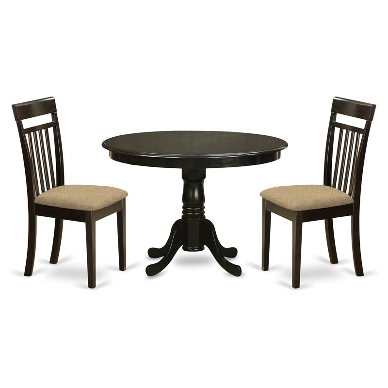 East West Furniture Hartland 3-piece Wood Dining Table and Chairs in Cappuccino