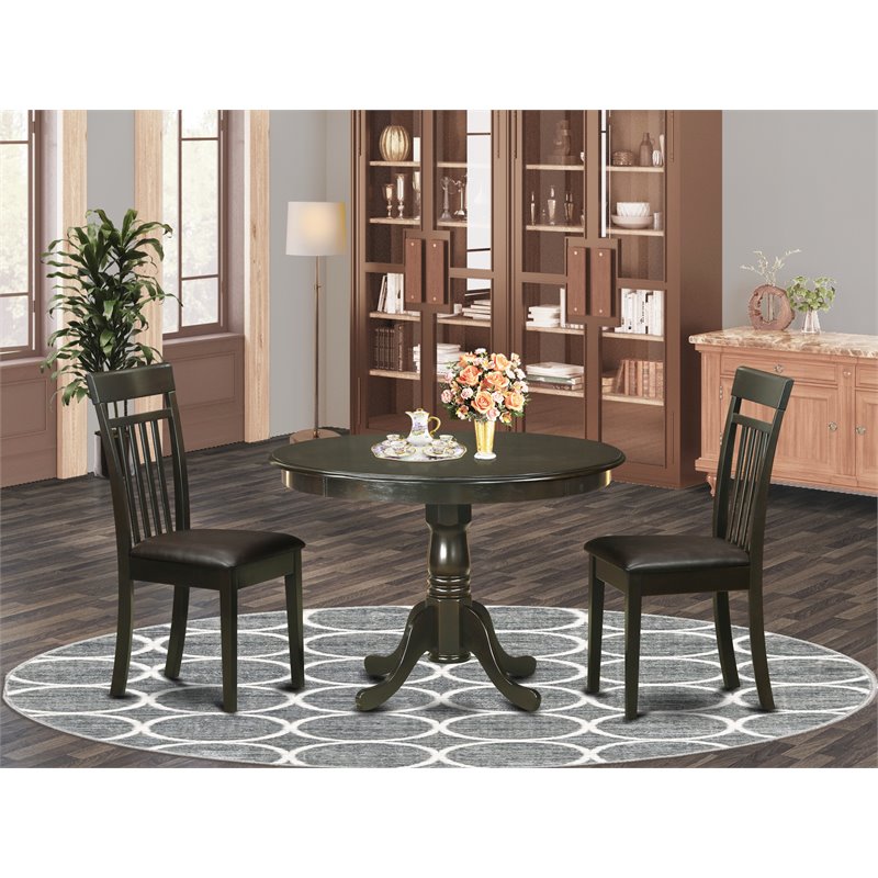 East West Furniture Hartland 3-piece Dining Table & Dinette Chairs in Cappuccino