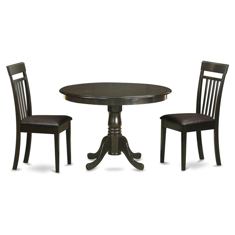 East West Furniture Hartland 3-piece Dining Table & Dinette Chairs in Cappuccino