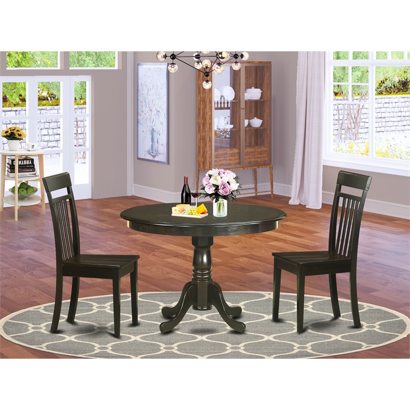 East West Furniture Hartland 3-piece Kitchen Table & Dinette Chair in Cappuccino