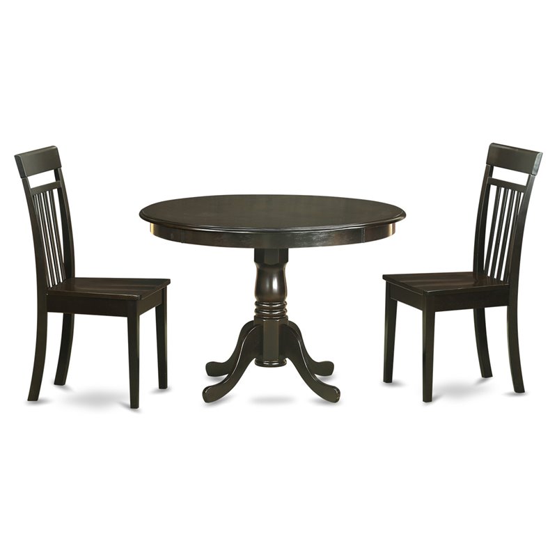 East West Furniture Hartland 3-piece Kitchen Table & Dinette Chair in Cappuccino