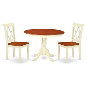 East West Furniture Hartland 3-piece Dining Set with X-Back Chairs in Cherry