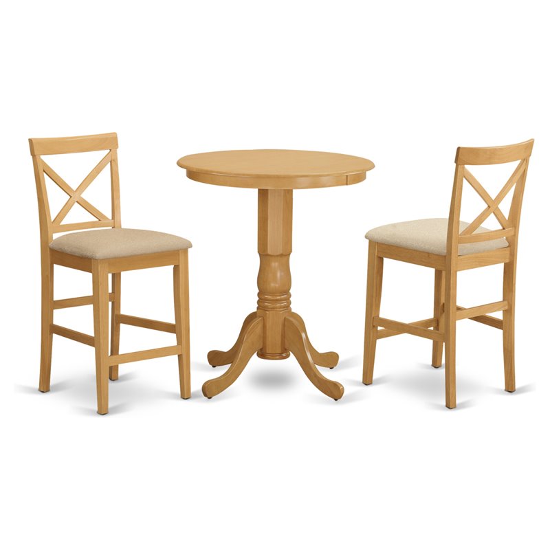 East West Furniture Eden 3-piece Traditional Wood Counter Dining Set in Oak