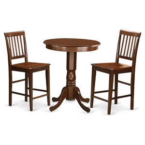 East West Furniture Eden 3-piece Wood Pub Table and Dining Chairs in Mahogany