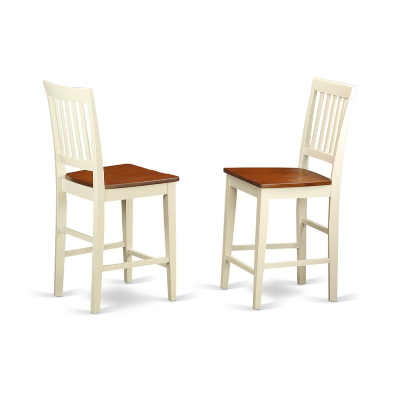 East West Furniture Eden 3-piece Dining Set with Stool in Buttermilk/Cherry