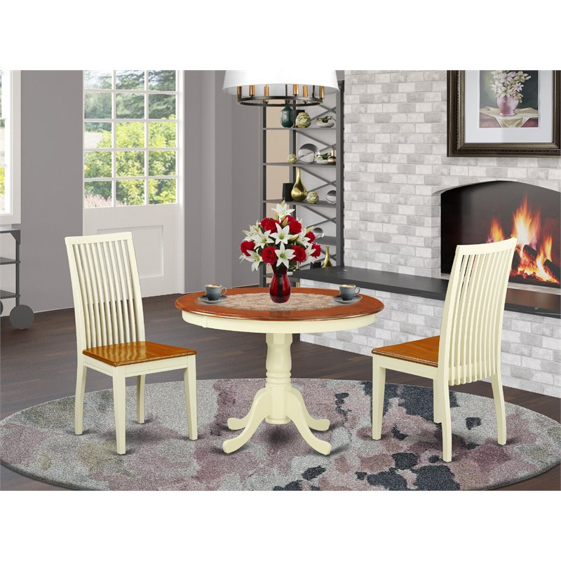 East West Furniture Hartland 3-piece Dining Table and Chairs in Cherry