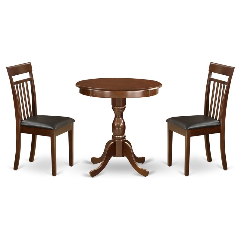 East West Furniture Eden 3-piece Wood Table and Dining Room Chairs in Mahogany