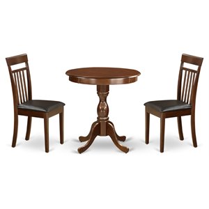 East West Furniture Eden 3-piece Wood Table and Dining Room Chairs in Mahogany