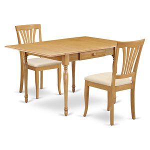 East West Furniture Monza 3-piece Wood Dining Set with Slat Back in Oak