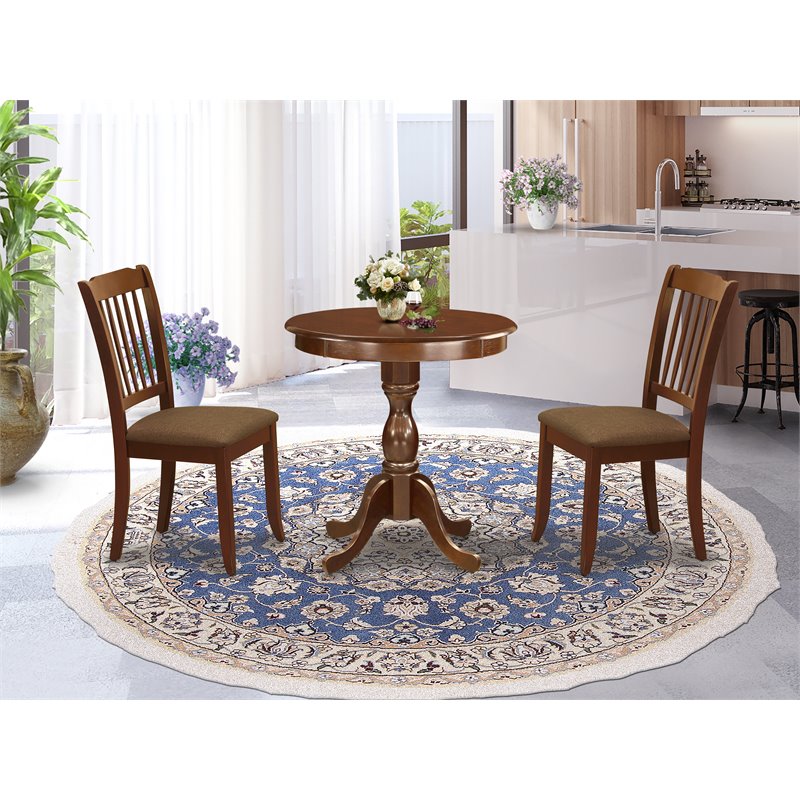 East West Furniture Eden 3-piece Wood Chairs and Kitchen Table in Mahogany