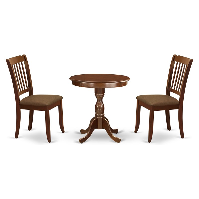East West Furniture Eden 3-piece Wood Chairs and Kitchen Table in Mahogany