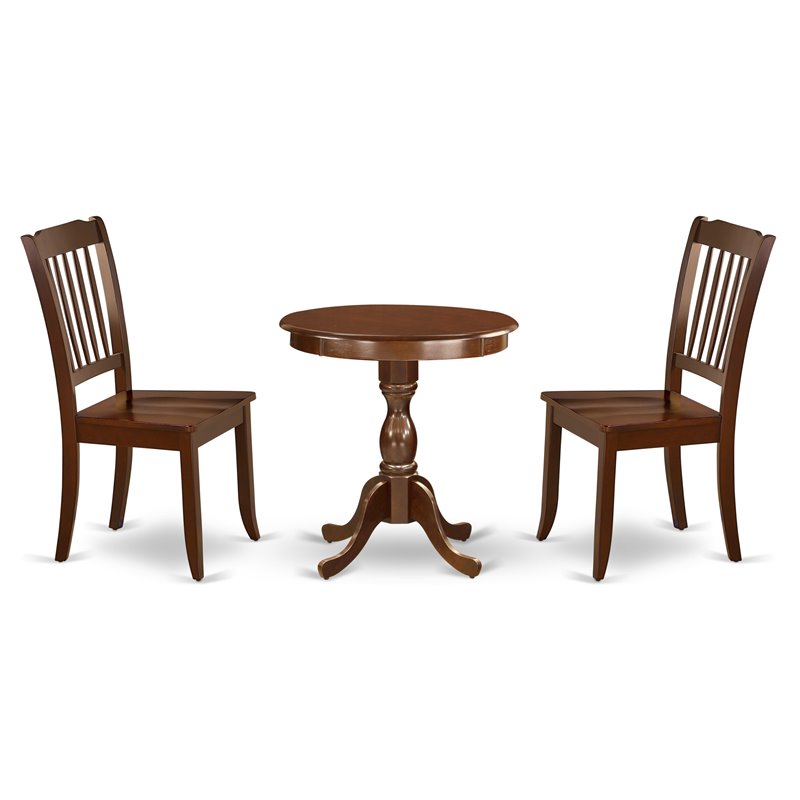 East West Furniture Eden 3-piece Wood Kitchen Table Set in Mahogany