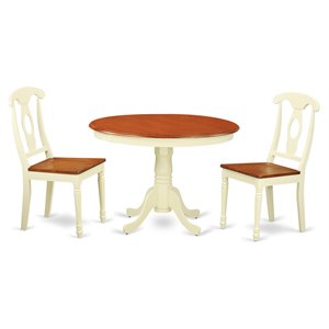 East West Furniture Hartland 3-piece Dining Set with Round Table in Cherry