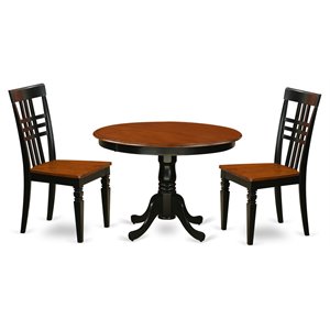 East West Furniture Hartland 3-piece Wood Dining Table Set in Black and Cherry