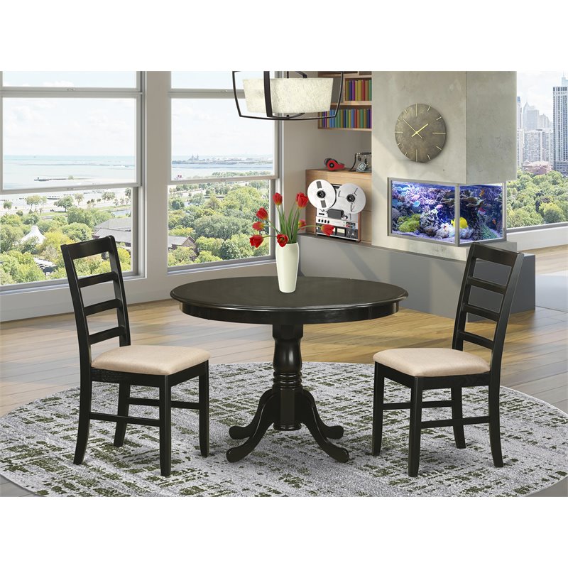 East West Furniture Hartland 3-piece Kitchen Table and Chairs in Cappuccino