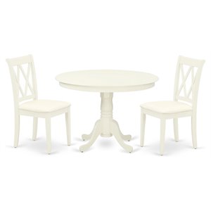 East West Furniture Hartland 3-piece Dining Set with X-Back Chairs in White