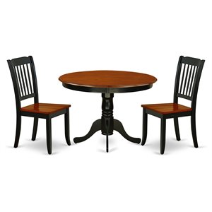 East West Furniture Hartland 3-piece Dining Set w/ Slatted Back in Black/Cherry