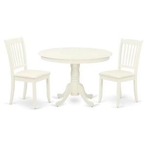 East West Furniture Hartland 3-piece Dining Set with Fabric Chairs in White