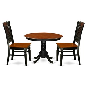 East West Furniture Hartland 3-piece Chairs and Dining Table in Black/Cherry