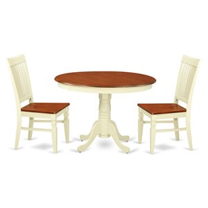 East West Furniture Hartland 3-piece Dining Room Set in Buttermilk and Cherry