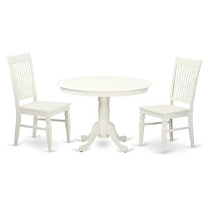 East West Furniture Hartland 3-piece Wood Dining Set in Linen White