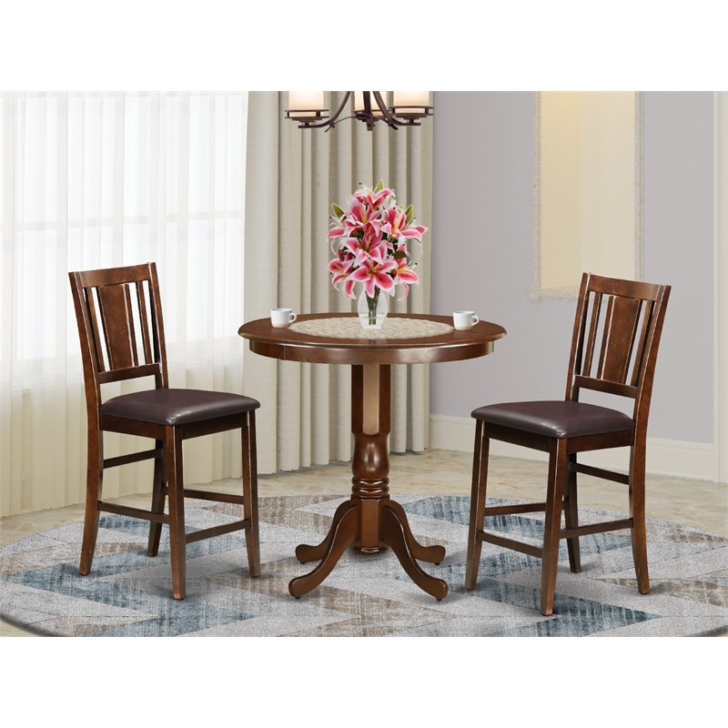 East West Furniture Jackson 3-piece Traditional Wood Dining Set in Mahogany