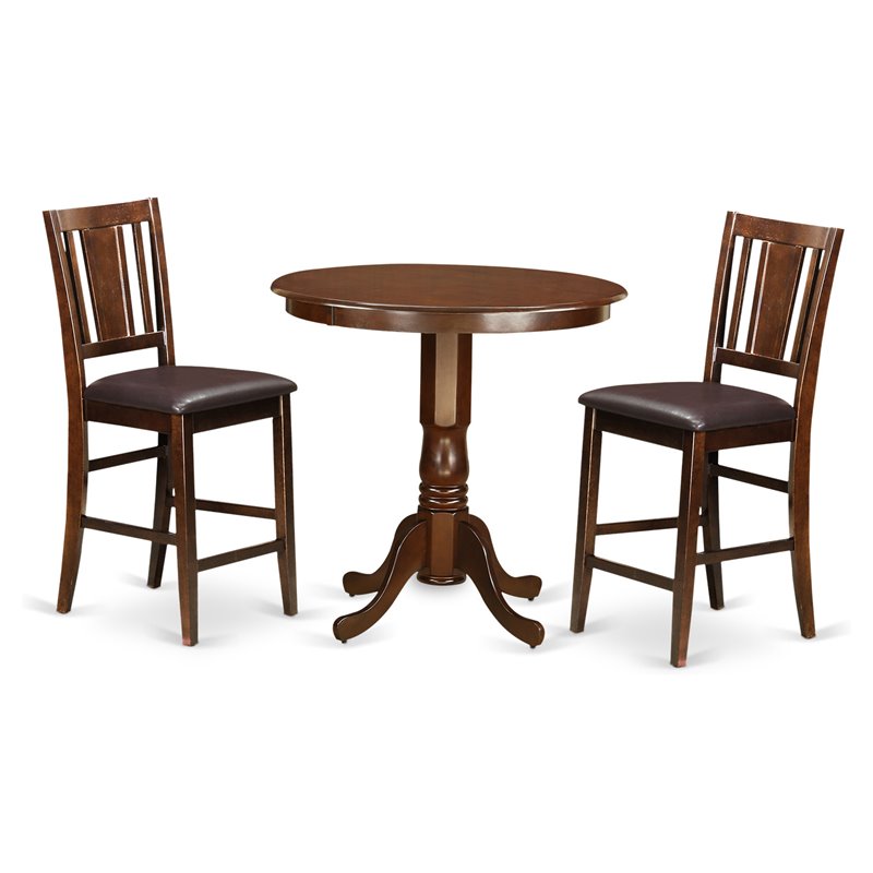 East West Furniture Jackson 3-piece Traditional Wood Dining Set in Mahogany