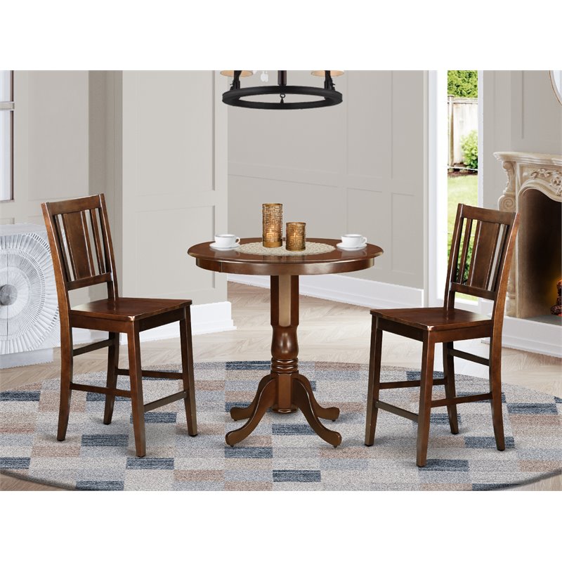 East West Furniture Jackson 3-piece Wood Dining Table Set in Mahogany