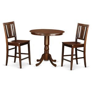 East West Furniture Jackson 3-piece Wood Dining Table Set in Mahogany
