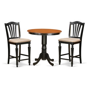 East West Furniture Jackson 3-piece Wood Dining Set in Black and Cherry