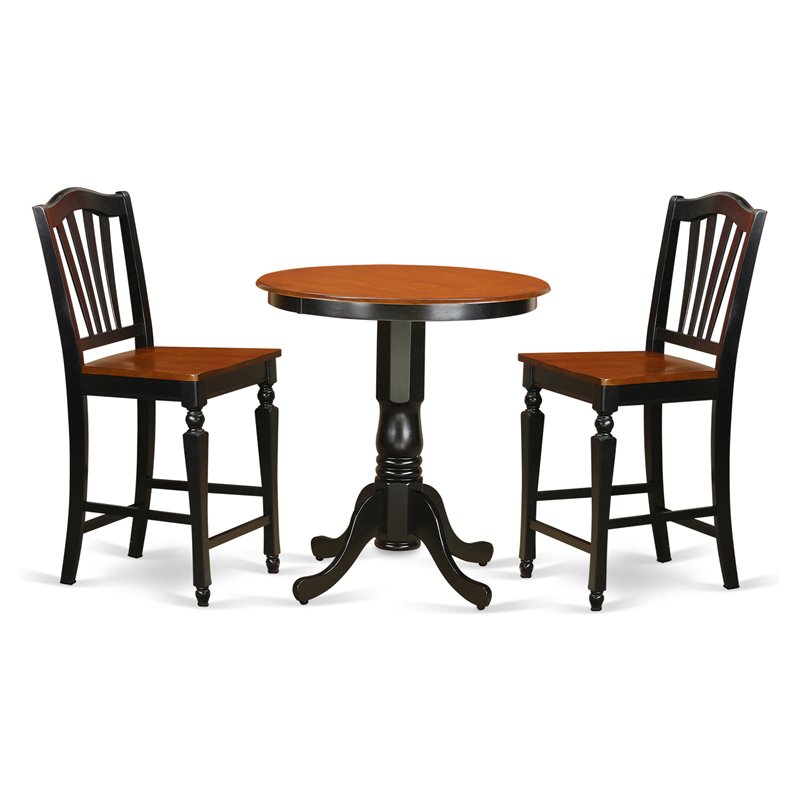 East West Furniture Jackson 3-piece Wood Dining Table Set in Black and Cherry