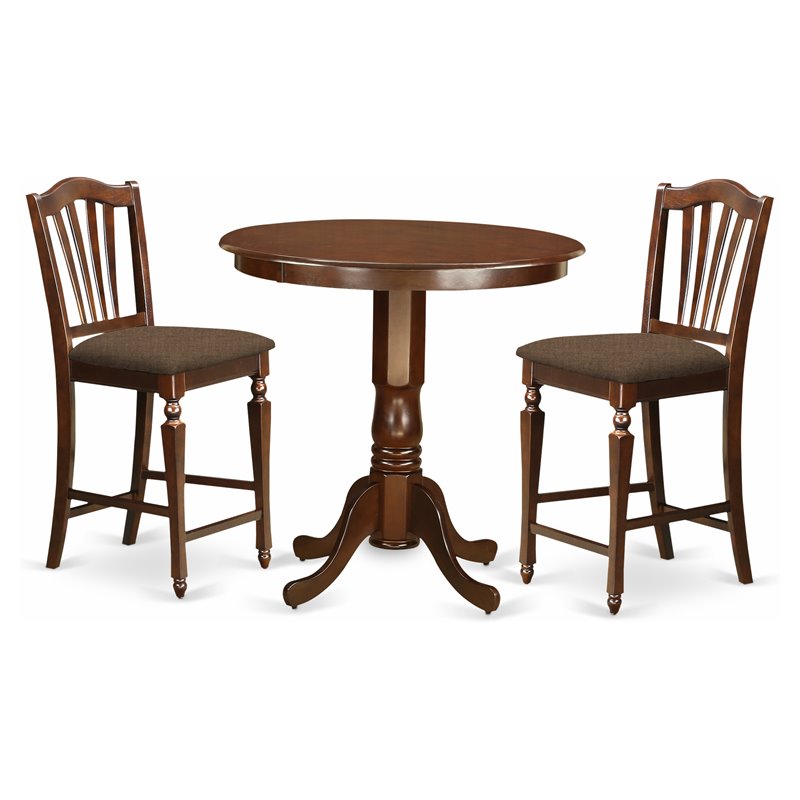 East West Furniture Jackson 3-piece Wood Dining Set with Stools in Mahogany