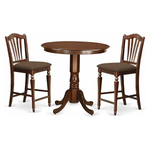 East West Furniture Jackson 3-piece Wood Dining Set with Stools in Mahogany