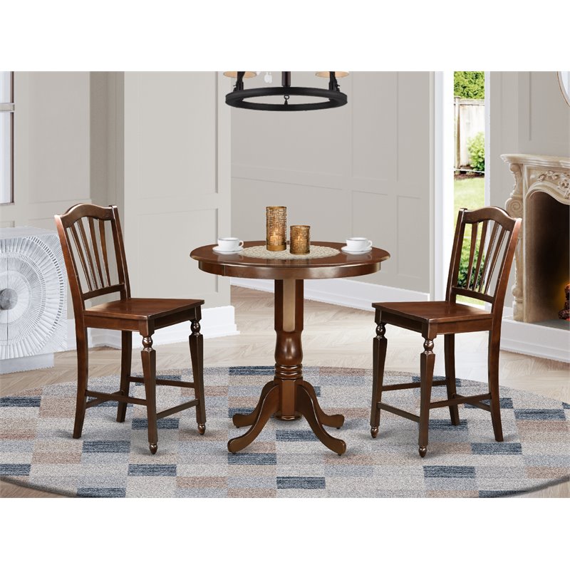 East West Furniture Jackson 3-piece Wood Dining Room Set in Mahogany