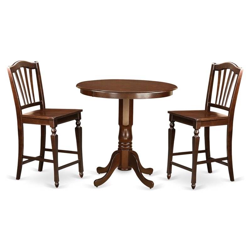 East West Furniture Jackson 3-piece Wood Dining Room Set in Mahogany