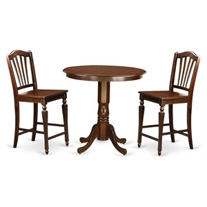 East West Furniture Jackson 3-piece Wood Dining Room Set in Mahogany