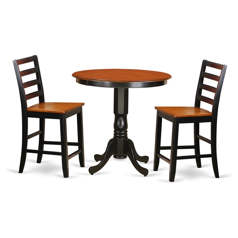 East West Furniture Jackson 3-piece Wood Dining Room Set in Black and Cherry