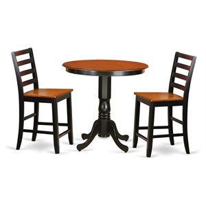 East West Furniture Jackson 3-piece Wood Dining Room Set in Black and Cherry