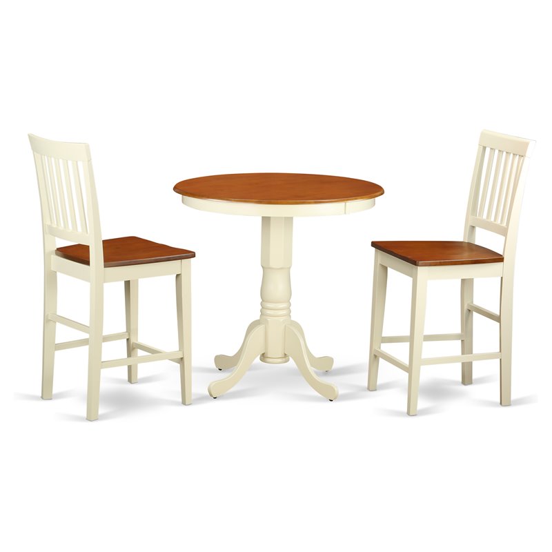 East West Furniture Jackson 3-piece Dining Table and Chairs in Buttermilk/Cherry