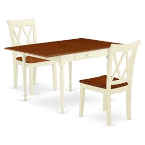 East West Furniture Monza 3-piece Dining Set with X-Back Chairs in Cherry
