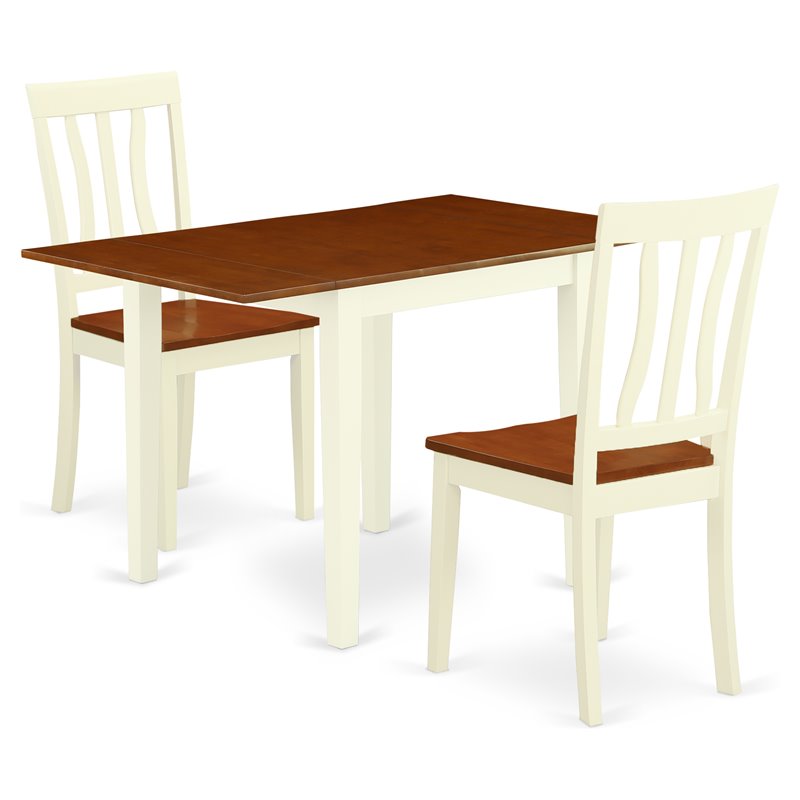 East West Furniture Norden 3-piece Dining Table Set in Buttermilk and Cherry