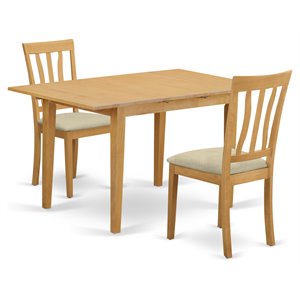 East West Furniture Norfolk 3-piece Traditional Wood Dining Set in Oak